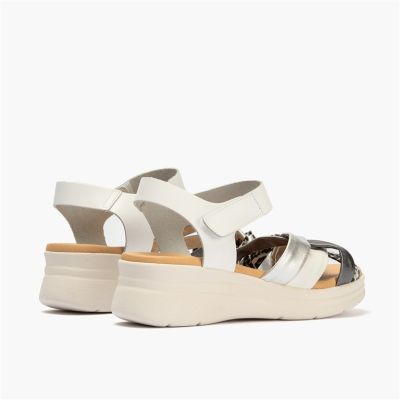 Бели сандали на платформа с животински принт - Ежедневен комфорт и стил!PITILLOS (SKU)11294