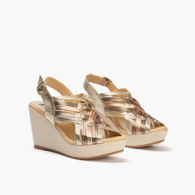 Златисти сандали на платформа - стил и комфорт!PITILLOS (SKU)30205