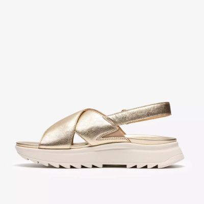 Golden women's sandals - elegant comfort for every day!!! CLARKS (SKU)26185882