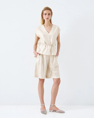 Stylish women's trousers with a golden hue - elegant style ACCESS FASHION (SKU) 5104