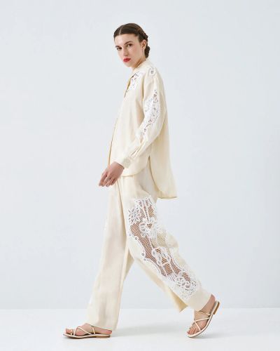 Елегантен панталон с дантела и висока талия ACCESS FASHION (SKU) 5039