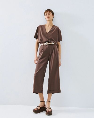 Тъмнокафяви панталони с висока талия - елегантни и удобни ACCESS FASHION (SKU) 5046