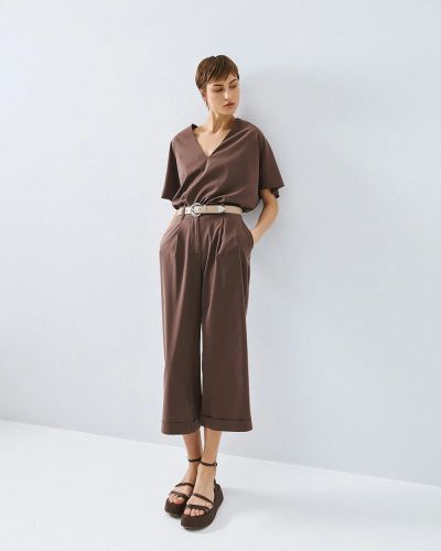 Тъмнокафяви панталони с висока талия - елегантни и удобни ACCESS FASHION (SKU) 5046