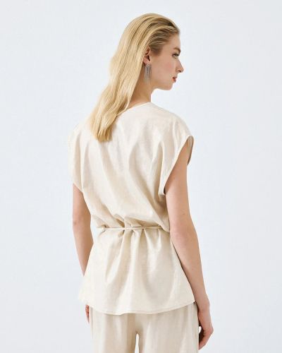 Golden Blouse with V-Neckline - Elegance and Style ACCESS FASHION (SKU) 2064