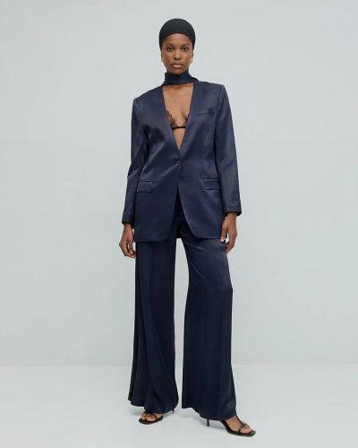 Elegant jacket, ink blue, satin sheen ACCESS FASHION (SKU) 1059