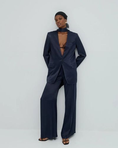 Elegant jacket, ink blue, satin sheen ACCESS FASHION (SKU) 1059