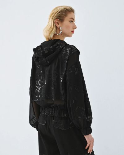 Дамско Бомбър яке с прозрачна материя и бродерия ACCESS FASHION (SKU) 1000