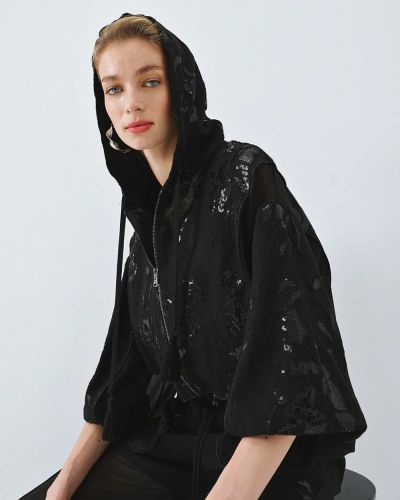 Дамско Бомбър яке с прозрачна материя и бродерия ACCESS FASHION (SKU) 1000