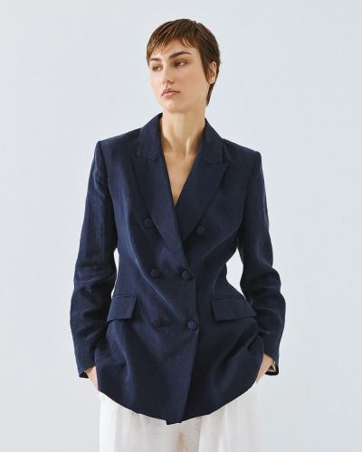 Елегантно сако, мастилено синьо - меко кадифе ACCESS FASHION (SKU) 1059