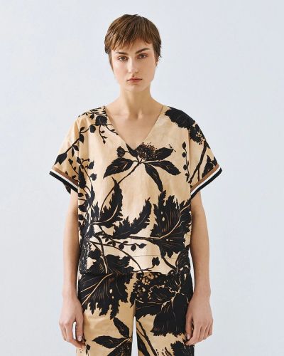 Флорална блуза с къс ръкав - елегантна и стилна ACCESS FASHION (SKU) 2151