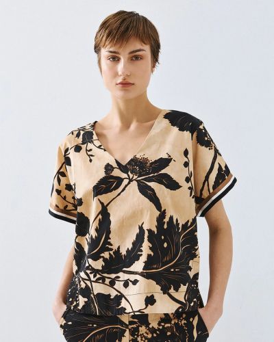 Флорална блуза с къс ръкав - елегантна и стилна ACCESS FASHION (SKU) 2151