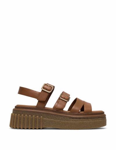 Дамски сандали на лека платформа – кафяви, удобни, елегантни!!!CLARKS (SKU)26185889