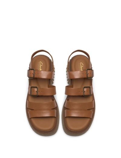 Дамски сандали на лека платформа – кафяви, удобни, елегантни!!!CLARKS (SKU)26185889