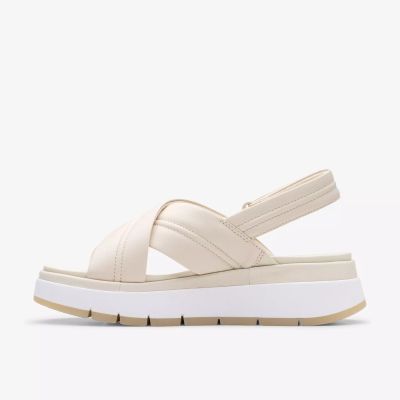 Дамски ежедневен удобен стилен сандал с лека платформа в крема цвят CLARKS (SKU)26181470