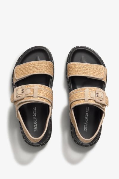 RAVEL Дамски ежедневни сандали от естествена кожа, кафяви - Стил и комфорт.REGARDE LE CIEL (SKU)MARTHA02