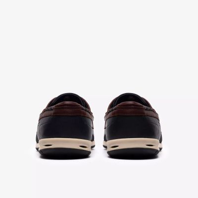 Men's leather loafer - dark blue with brown accents CLARKS (SKU)26186198