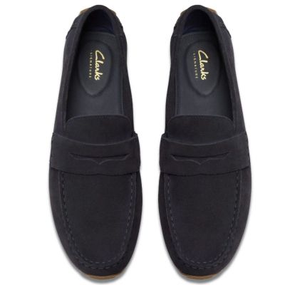 Men's Classic Navy Blue Suede Moccasin - Elegant and Comfortable!CLARKS (SKU)26184514