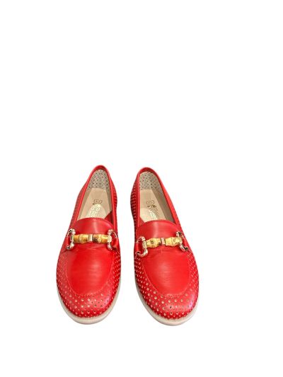 Дамска Ежедневна Обувка от Естествена Кожа - Наситено Червено, Модерен Стил.RELAX ANATOMIC (SKU)1723