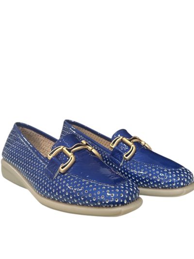 Дамски ежедневни обувки естествен лак, наситено сини, анатомична стелка.RELAX ANATOMIC (SKU)2761