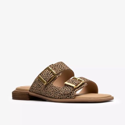 Дамски чехли с модерен животински принт, елегантни, удобни, нисък ток .CLARKS (SKU)26185802