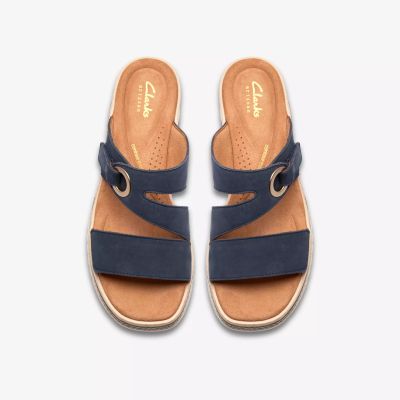 Дамски чехли на платформа в индиго - стилни, удобни и модерни!!!CLARKS (SKU)26186699