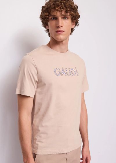 Men's comfortable beige T-shirt with logo - modern style and perfect comfort GAUDI (SKU)611GU64106