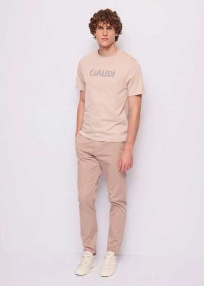 Men's comfortable beige T-shirt with logo - modern style and perfect comfort GAUDI (SKU)611GU64106