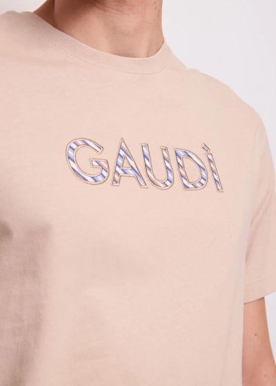 Men's comfortable beige T-shirt with logo - modern style and perfect comfort GAUDI (SKU)611GU64106
