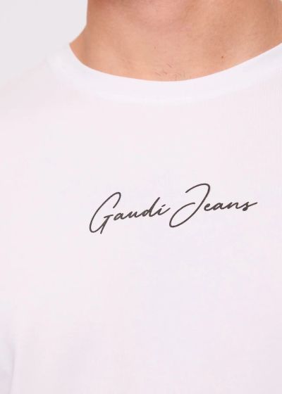 Men's White T-Shirt with Logo on the Front - Elegant, Comfortable and Modern GAUDI(SKU)611GU64109