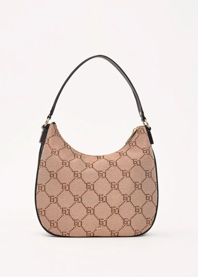 Black jacquard hobo bag with shoulder strap GAUDI (SKU) 12701