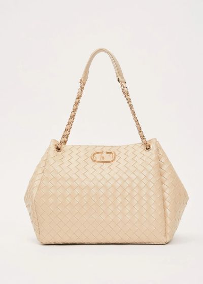 Women's knitted eco-leather bag in cream color - elegant, modern and comfortable GAUDI (SKU) 12850