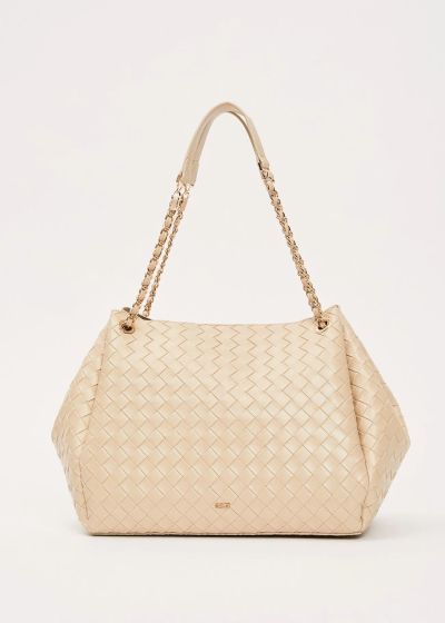 Women's knitted eco-leather bag in cream color - elegant, modern and comfortable GAUDI (SKU) 12850