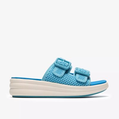 Дамски чехли с лека платформа в син цвят – еластични и удобни CLARKS (SKU)26187009