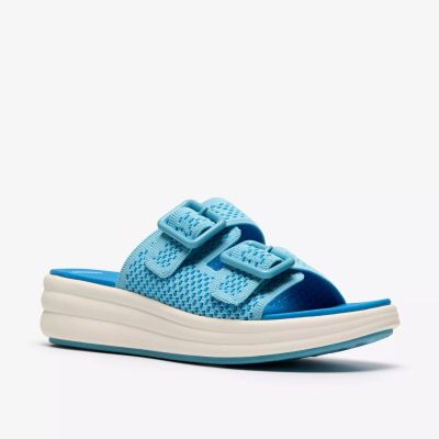 Дамски чехли с лека платформа в син цвят – еластични и удобни CLARKS (SKU)26187009