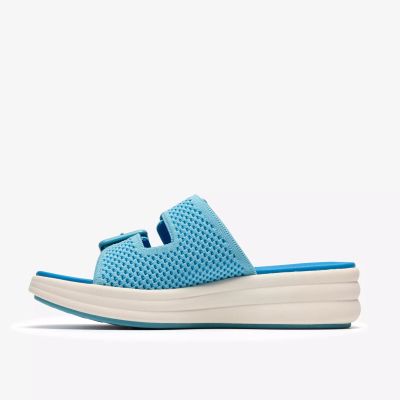 Дамски чехли с лека платформа в син цвят – еластични и удобни CLARKS (SKU)26187009