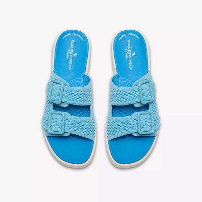 Дамски чехли с лека платформа в син цвят – еластични и удобни CLARKS (SKU)26187009