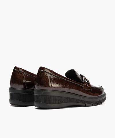 Women's platform shoes, patent leather, dark brown - elegance and comfort!!! PITILLOS (SKU)11541