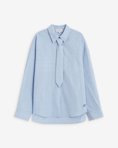 Women's striped shirt, with tie, wide loose cut, stylish and modern.GRACE&MILA (SKU)17027