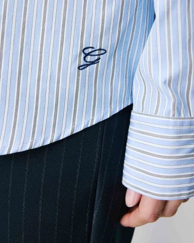 Women's striped shirt, with tie, wide loose cut, stylish and modern.GRACE&MILA (SKU)17027