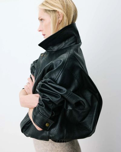 Women's bomber jacket in black - perfect, modern, comfortable and warm! GRACE&MILA (SKU)111003.