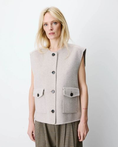 Women's sleeveless vest with wool, gray - warm and stylish! GRACE&MILA (SKU)111007