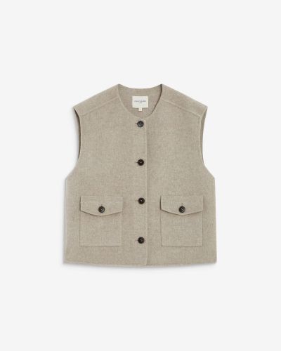 Women's sleeveless vest with wool, gray - warm and stylish! GRACE&MILA (SKU)111007