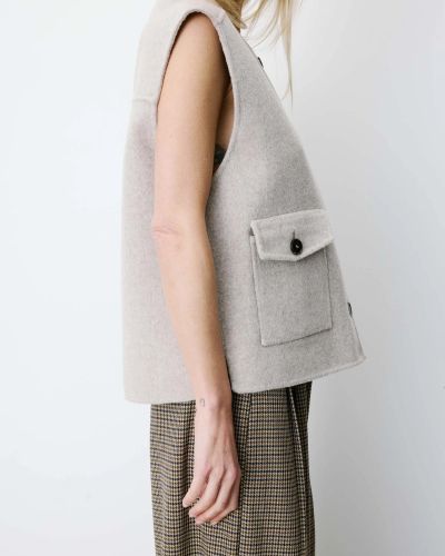 Women's sleeveless vest with wool, gray - warm and stylish! GRACE&MILA (SKU)111007