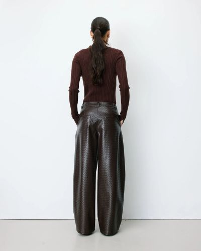 Women's eco-leather trousers with a knitted effect - modern and elegant! GRACE&MILA (SKU)13037