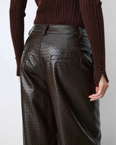 Women's eco-leather trousers with a knitted effect - modern and elegant! GRACE&MILA (SKU)13037