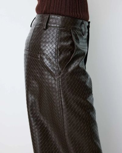 Women's eco-leather trousers with a knitted effect - modern and elegant! GRACE&MILA (SKU)13037