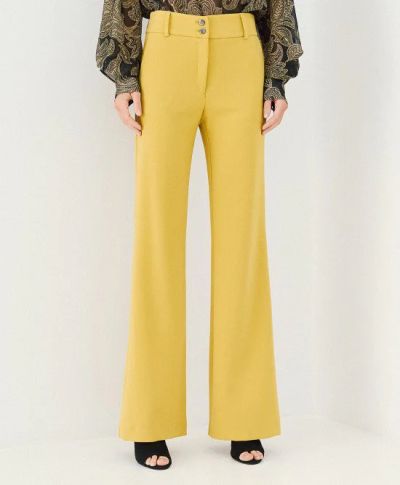 Women's yellow straight-cut trousers - stylish and comfortable for your everyday life. ACCESS FASHION (SKU)5038