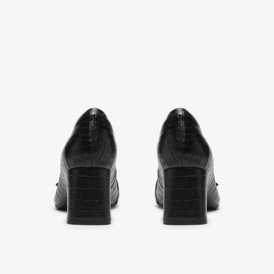 Дамска елегантна обувка кроко кожа в черен цвят на ток!!!CLARKS (SKU)26320255