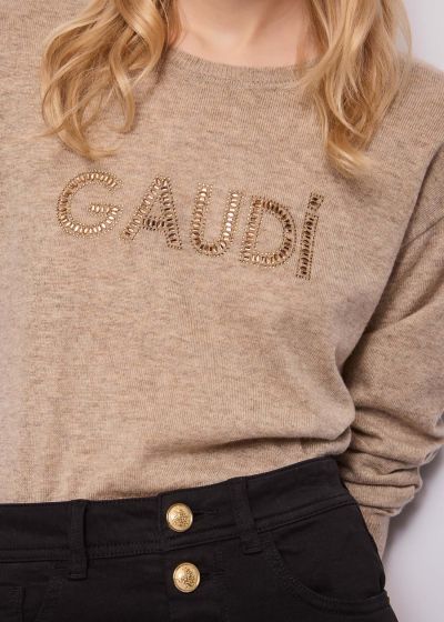 Стилна Дамска Блуза Фино Плетиво с Ефектен Лого Надпис GAUDI (SKU) 621BD53029