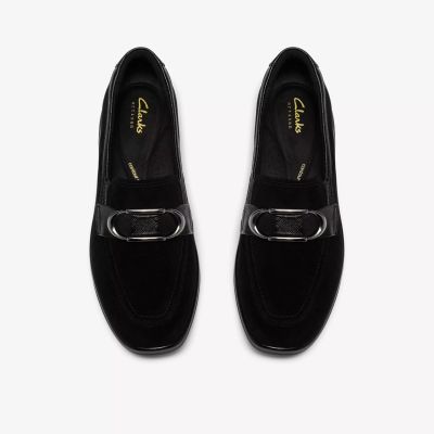 Елегантни дамски обувки черен велур - ежедневни, удобни и стилни!!!CLARKS (SKU)26320244